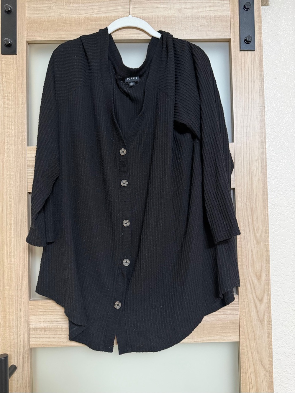 Torrid Black Ribbed Button-Down Tunic